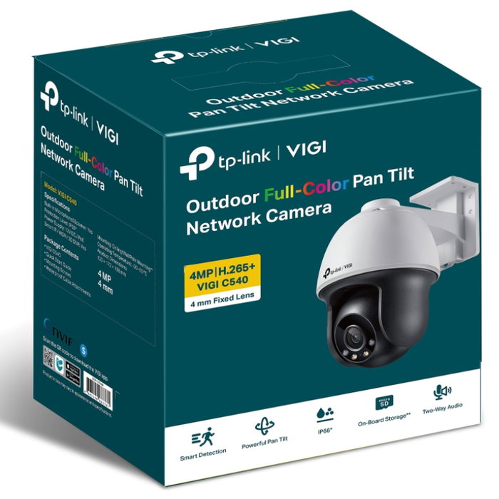 TP-Link VIGI C540(4mm) Cámara de Vigilancia 4MP Full-Color Pan/Tilt
